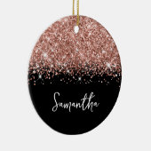Glittery Rose Gold und Black Glam Name Keramik Ornament (Rechts)