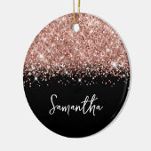 Glittery Rose Gold und Black Glam Name Keramik Ornament (Links)