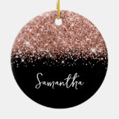 Glittery Rose Gold und Black Glam Name Keramik Ornament (Hinten)