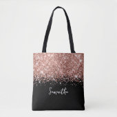 Glittery Rose Gold und Black Glam Name Tasche (Vorderseite)