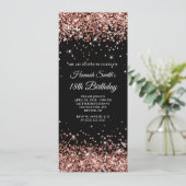 Glittery Rose Gold und Schwarz 18. Geburtstag Einladung (Stehend Vorderseite)