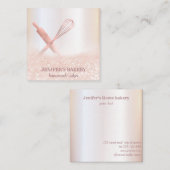 Glittery Rose Gold Walzen Button Whisky Koch Bäcke Quadratische Visitenkarte (Vorne/Hinten)