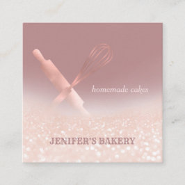 Glittery Rose Gold Walzen Button Whisky Koch Bäcke Quadratische Visitenkarte