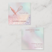 Glittery Rose Gold Walzen Button Whisky Koch Bäcke Quadratische Visitenkarte (Vorne/Hinten)