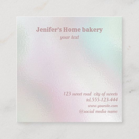 Glittery Rose Gold Walzen Button Whisky Koch Bäcke Quadratische Visitenkarte (Rückseite)