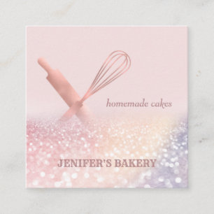 Glittery Rose Gold Walzen Button Whisky Koch Bäcke Quadratische Visitenkarte