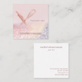 Glittery Rose Gold Walzen Button Whisky Koch Bäcke Quadratische Visitenkarte (Vorne/Hinten)
