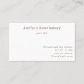 Glittery Rose Gold Walzen Button Whisky Koch Bäcke Visitenkarte (Rückseite)