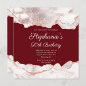 Glittery Rose Gold White Agate 90. Geburtstag Einladung (Vorne/Hinten)