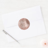 Glittery Rose Goldene Elegante Save the Date Runder Aufkleber (Umschlag)