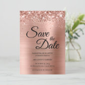 Glittery Rose Goldene Fohlen Extravagantes Skript Save The Date (Stehend Vorderseite)