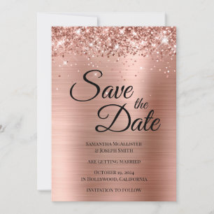 Glittery Rose Goldene Fohlen Extravagantes Skript Save The Date