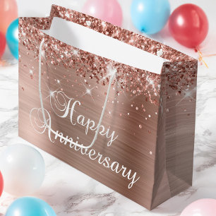 Glittery Rose Goldene Foil Extravagant glücklicher Große Geschenktüte