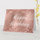 Glittery Rose Goldene Foil Happy Birthday Karte (Gelbe Blume)