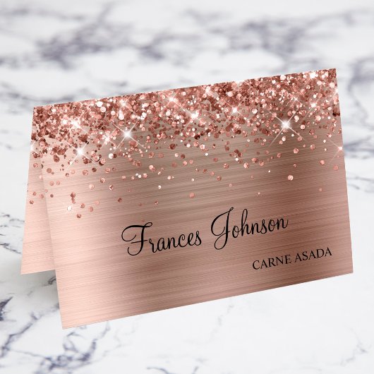 Glittery Rose Goldene Wahl Name Platzkarten Tischnummer