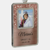 Glittery Rose Goldfolie Süß 16 Foto Rahmen-Ornament Silber (Rechts)