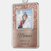 Glittery Rose Goldfolie Süß 16 Foto Rahmen-Ornament Silber (Links)