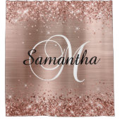 Glittery Rose Golf Foil Classic Script M Monogram Duschvorhang (Vorderseite)