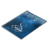 Glittery Royal Blue Foil Individueller Name Notizblock (Linke Seite)
