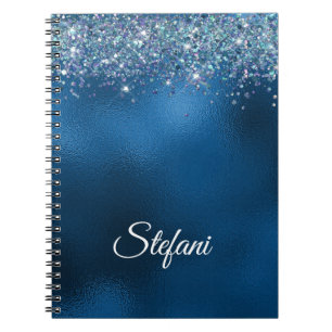 Glittery Royal Blue Foil Individueller Name Notizblock