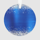 Glittery Royal Blue Foil Unser erstes Weihnachtsfe Ornament (Rückseite)
