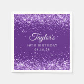 Glittery Royal Lila 50. Geburtstag Serviette (Vorderseite)