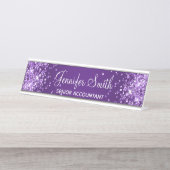 Glittery Royal Lila Gradient Schreibtischnamensplakette (Vorderseite )
