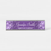 Glittery Royal Lila Gradient Schreibtischnamensplakette (Vorderseite )