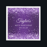 Glittery Royal Lila Ombre 40th Birthday Guest Serviette<br><div class="desc">Erstellen Sie Ihre eigenen 40. Meilensteine Geburtstagsfeier Papierservietten. Das Design hat mädchenhafte Imitate funkelnd lila getönten Glitzer auf einem königlichen lila Verlauf. Passen Sie die Stile des Schriftartes an, um Ihr eigenes Gästebuch ihres besonderen Anlasses zu erstellen. Die elegante Kalligraphie, gepaart mit einem All-Caps-Serif-Schriftart, kann individuell angepasst werden. Die glitzernden...</div>