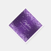 Glittery Royal Lila Ombre 40th Birthday Guest Serviette (Ecke)
