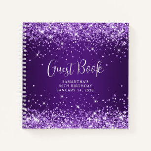 Glittery Royal Lila Ombre 50th Birthday Guest Notizblock