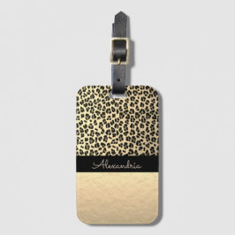 Glittery Shimmery Gold Leopard Gepäckmarke Gepäckanhänger
