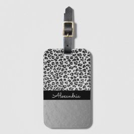 Glittery Shimmery Silver Leopard Gepäckmarke Gepäckanhänger
