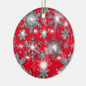 Glittery silberne festliche Schneeflockenmuster Keramik Ornament (Links)