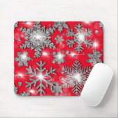 Glittery silberne festliche Schneeflockenmuster Mousepad (Mit Mouse)
