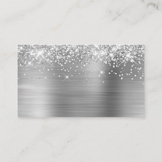 Glittery Silver 25. Hochzeitstag Platzkarte (Rückseite)