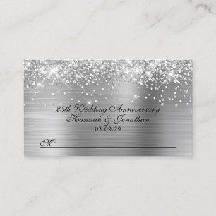 Glittery Silver 25. Hochzeitstag Platzkarte