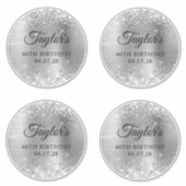 Glittery Silver 6" Circles 40 th Birthday Aufkleber (Vorderseite)