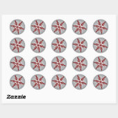 Glittery Silver and Red Snowflake Sticker (Blatt)