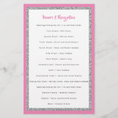 Glittery Silver Bat Mitzvah Pink Paper Program Flyer (Hinten)