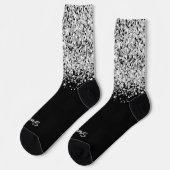 Glittery Silver Black Glam Pinselstrichname Socken (Linkes Detail)