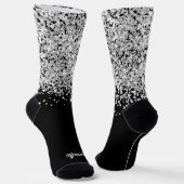 Glittery Silver Black Glam Pinselstrichname Socken (Gewinkelt)