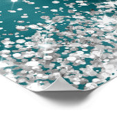 Glittery Silver Blue Aquamarin Verlobung Celebrati Poster (Ecke)