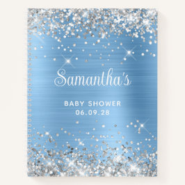 Glittery Silver Blue Foil Baby Shooter Guest Notizblock