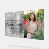 Glittery Silver Foil 16 . Geburtstag Willkommen Acrylschild (Winkel)