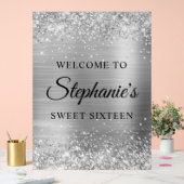 Glittery Silver Foil 16 . Geburtstag Willkommen Acrylschild (Hochzeit)