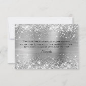 Glittery Silver Foil 21. Geburtstag Dankeskarte (Rückseite)
