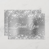 Glittery Silver Foil 21. Geburtstag Dankeskarte (Vorne/Hinten)