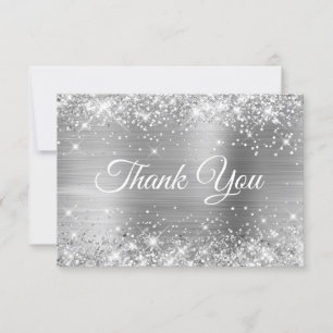 Glittery Silver Foil 21. Geburtstag Dankeskarte