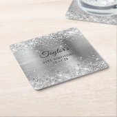 Glittery Silver Foil 21st Birthday Rechteckiger Pappuntersetzer (angewinkelt)